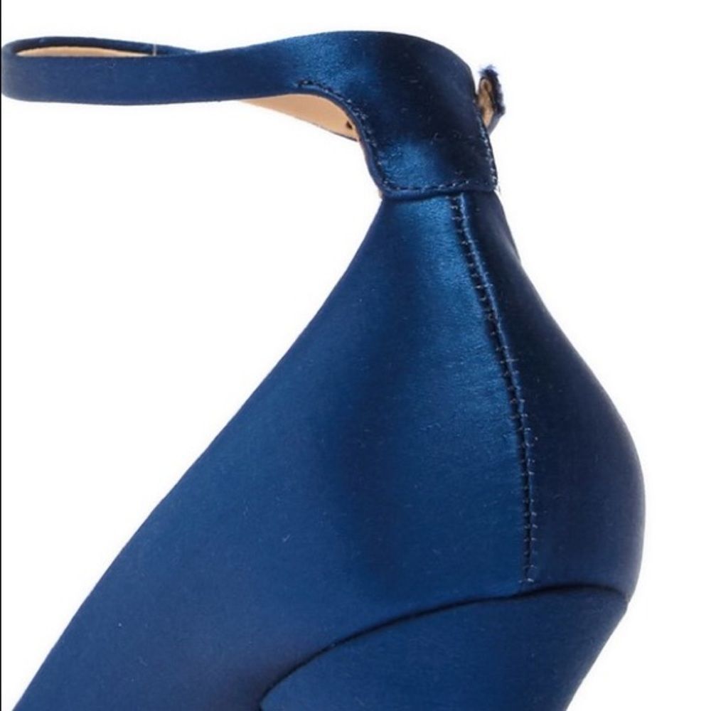Badgley Mischka Blue Kali Satin Ankle-strap Pumps - Picture 7 of 12